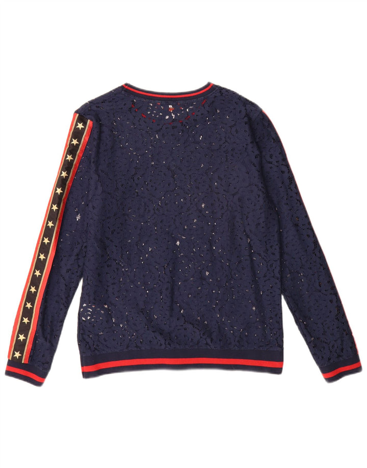 Top da donna oversize con grafica Superdry manica lunga UK 10 Small Blu Navy