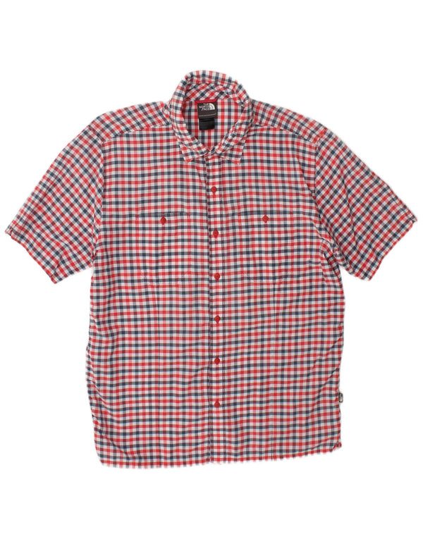 Camicia a maniche corte da uomo The North Face in cotone a quadri rosso medio