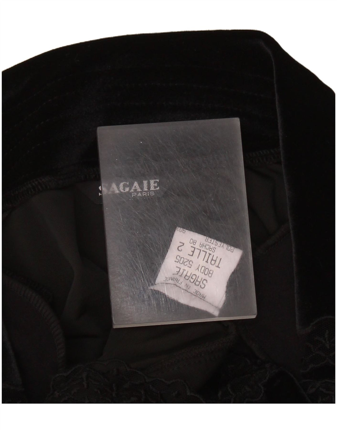 SAGAIE Body in velluto a maniche lunghe da donna UK 12 Medium Nero Poliestere