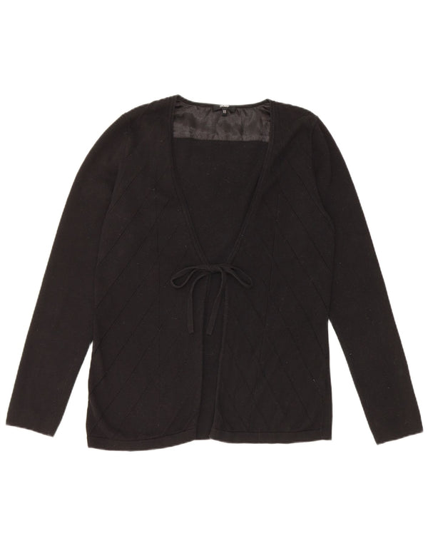 Maglione cardigan con cravatta frontale da donna Hobbs UK 10 piccolo cotone nero