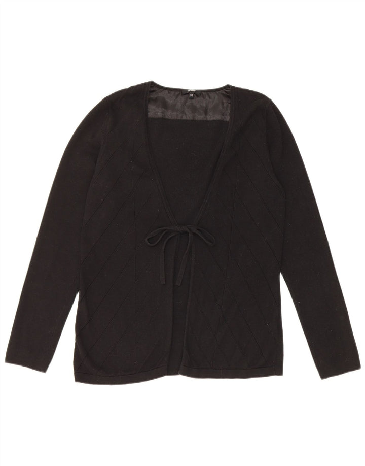 Maglione cardigan con cravatta frontale da donna Hobbs UK 10 piccolo cotone nero