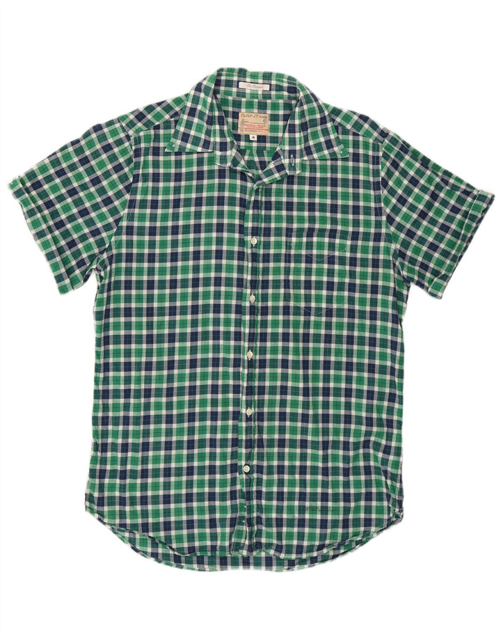 Gant Camicia Rugger da uomo a maniche corte in cotone a quadri verde medio