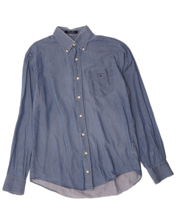 Gant Camicia da uomo Madison Regular Fit in cotone blu medio