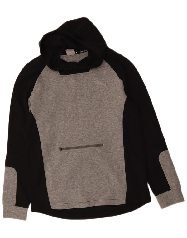 Felpa con cappuccio da uomo Puma in cotone color block grigio medio