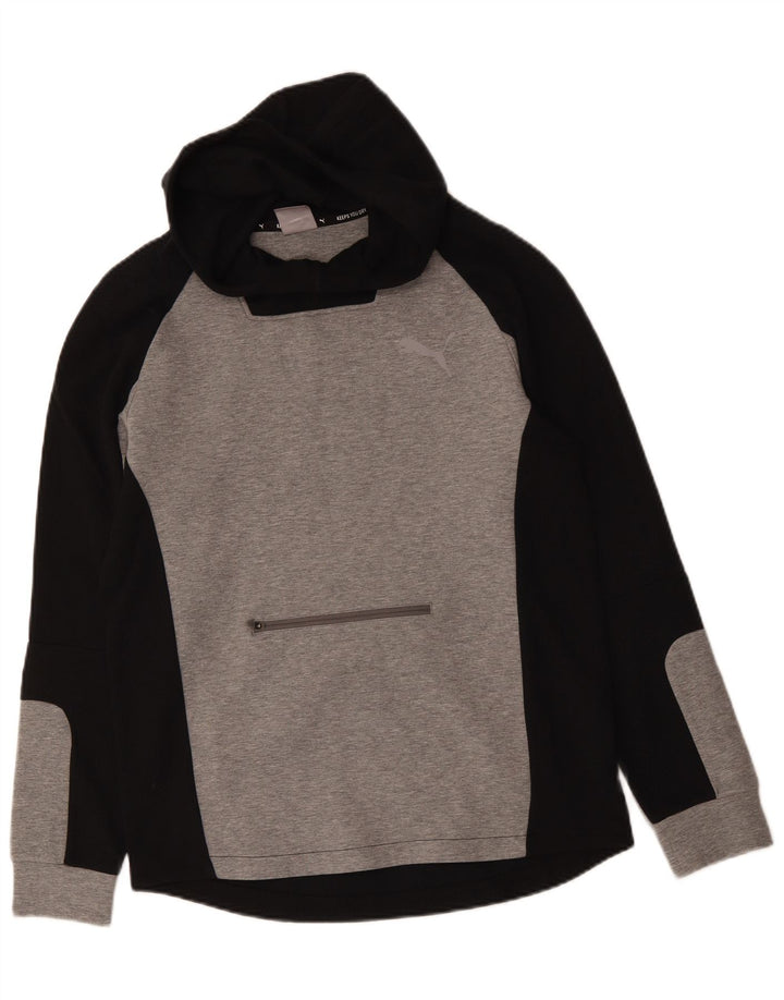 Felpa con cappuccio da uomo Puma in cotone color block grigio medio