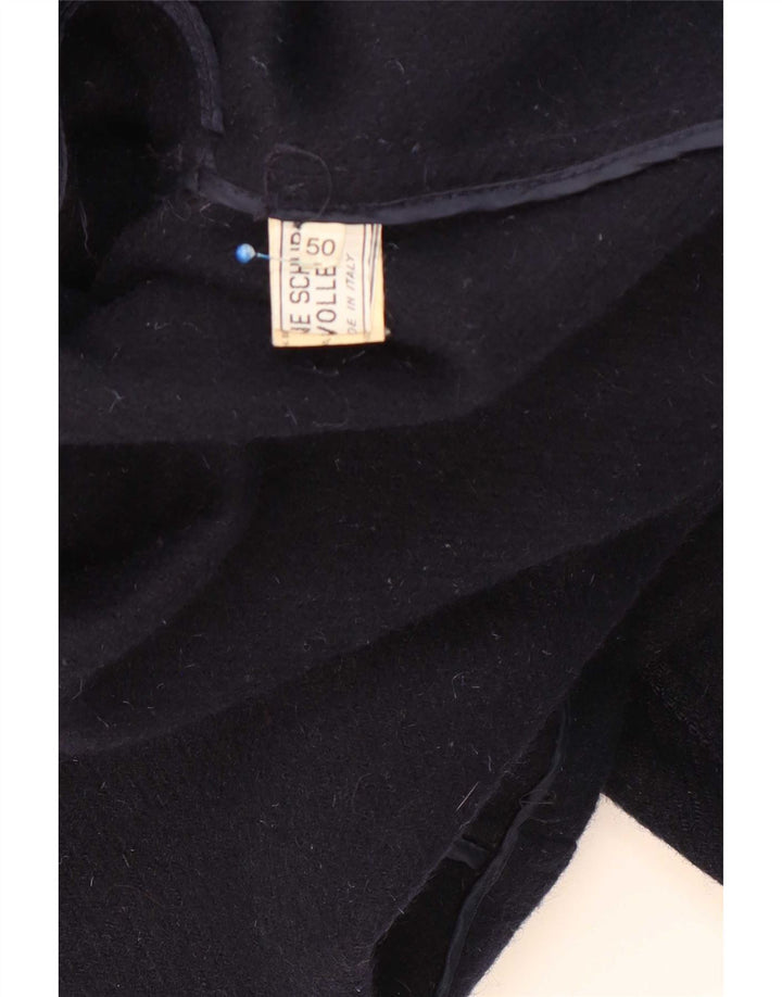 Montgomery vintage da uomo con cappuccio IT 50 grande in lana vergine blu navy