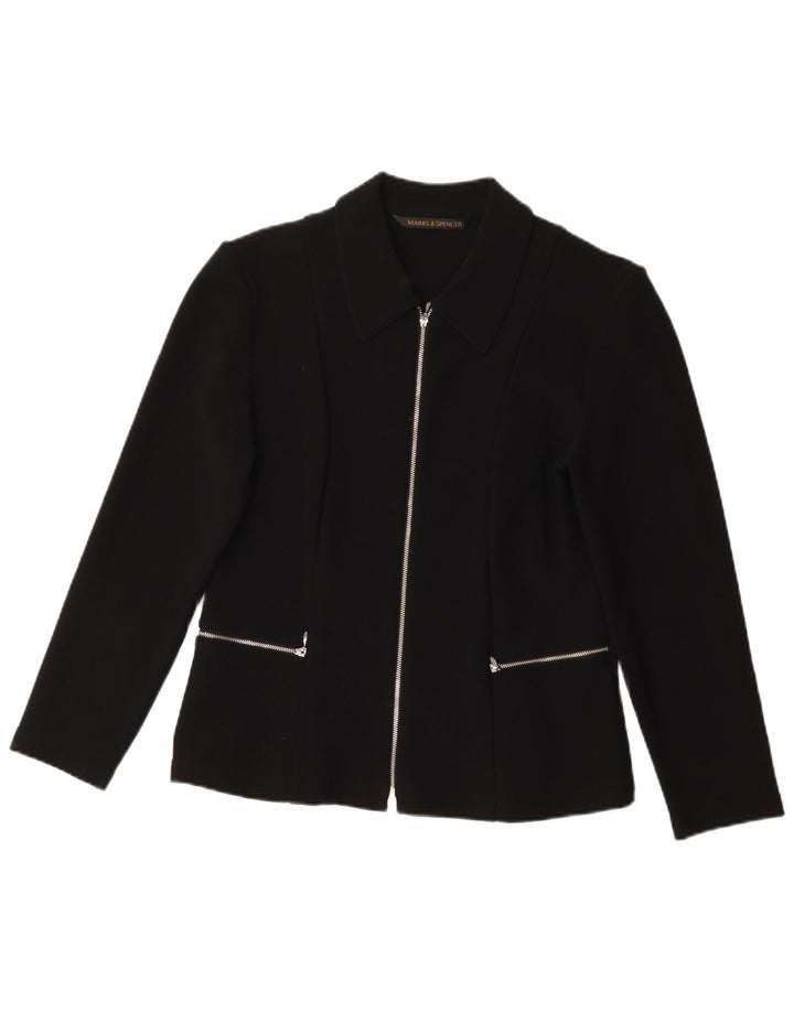 Giacca blazer con zip intera Marks & Spencer da donna UK 14 nylon nero medio