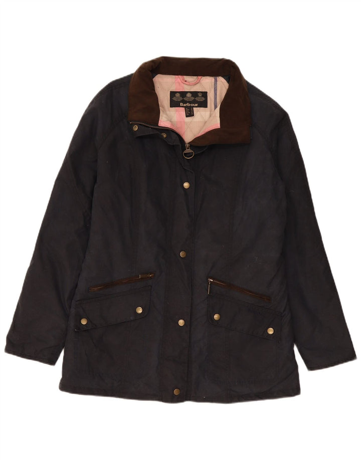 Giacca a vento da donna Barbour UK 14 grande cotone blu navy
