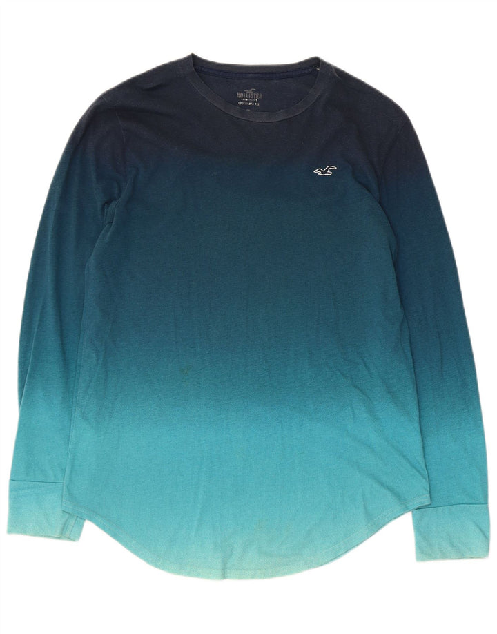 Top Hollister da uomo a maniche lunghe piccolo blu in cotone color block
