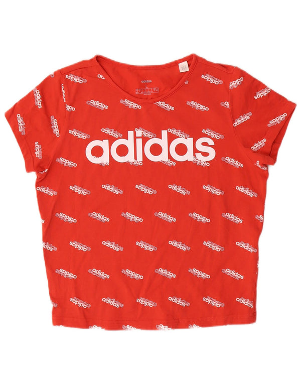 T-shirt grafica corta Adidas da donna UK 16/18 grande rosso cotone
