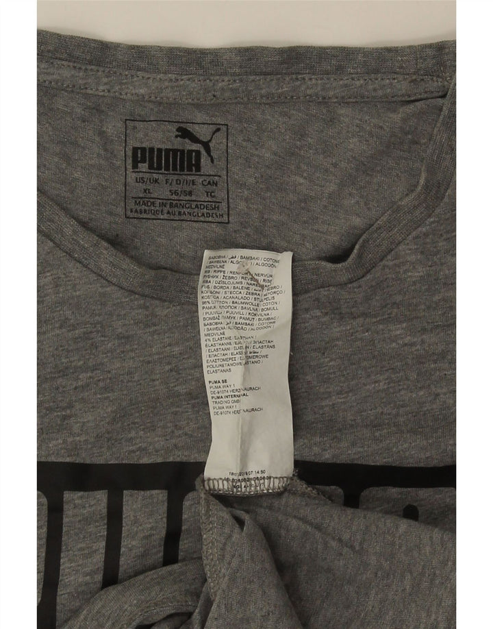 T-shirt grafica da uomo Puma Top XL in cotone grigio
