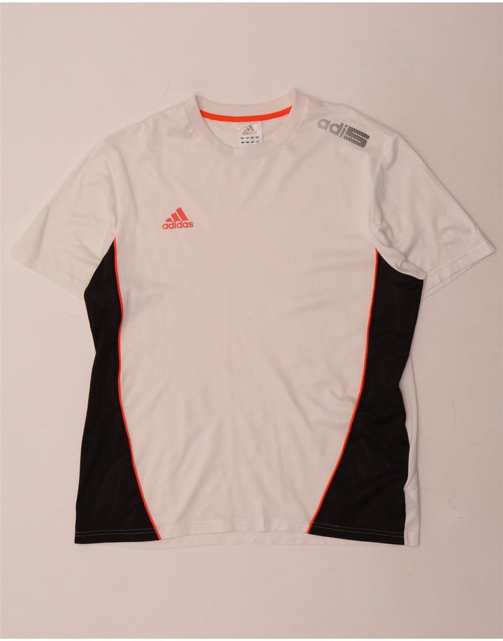 T-shirt grafica da uomo Adidas Top grande in poliestere color block bianco