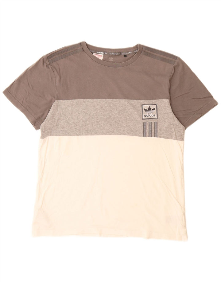 T-shirt Adidas da bambino 15-16 anni in cotone color block grigio
