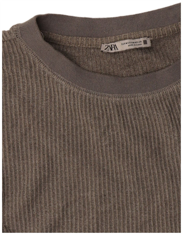 Top Zara da donna a maniche lunghe UK 14 Grigio medio