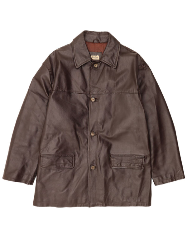 Giacca in pelle vintage da uomo IT 52 XL Marrone