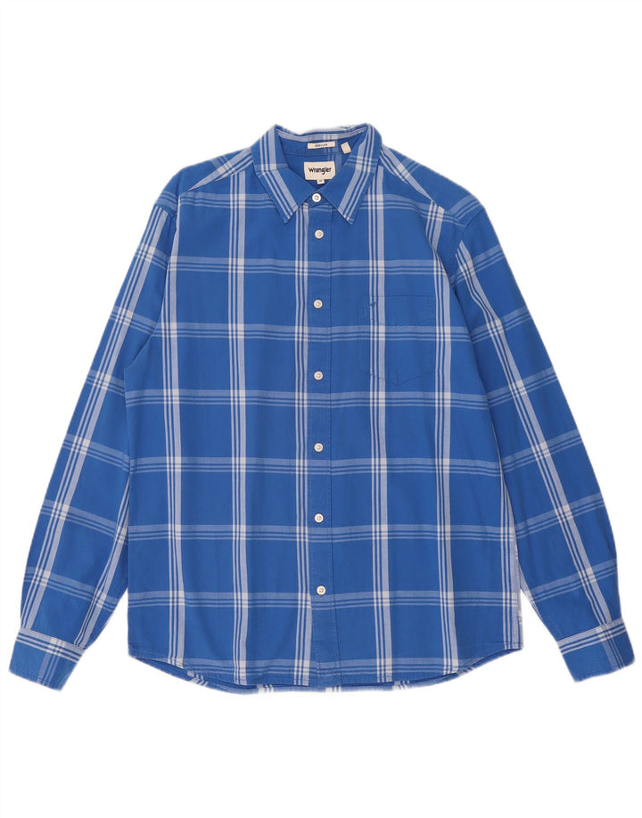 Camicia normale da uomo Wrangler in cotone a quadri blu medio
