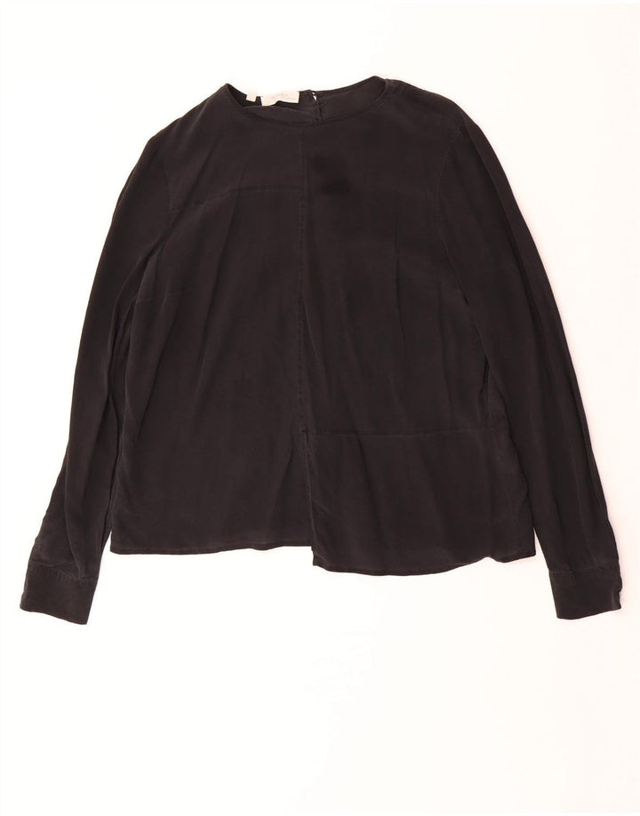 BARBA Womens Long Sleeve Blouse Top IT 44 Medium Grey Silk