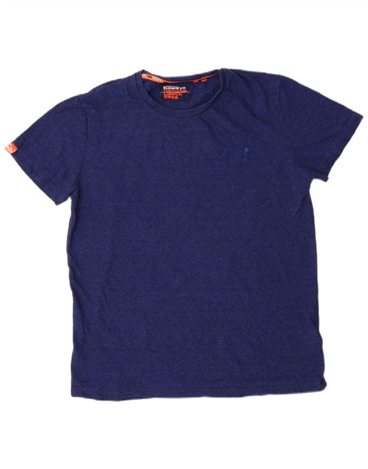 T-shirt da uomo Superdry Top in cotone chiazzato blu navy medio