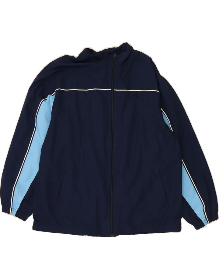 REEBOK Mens Tracksuit Top Jacket XL Navy Blue Colourblock Polyester Vintage Reebok and Second-Hand Reebok from Messina Hembry 