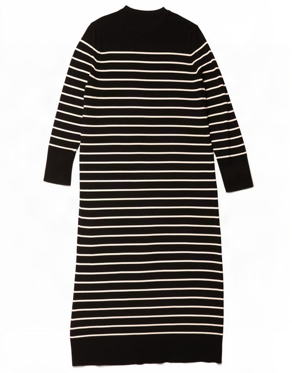 Abito maglione a maniche lunghe da donna Zara UK 16 a righe nere grandi