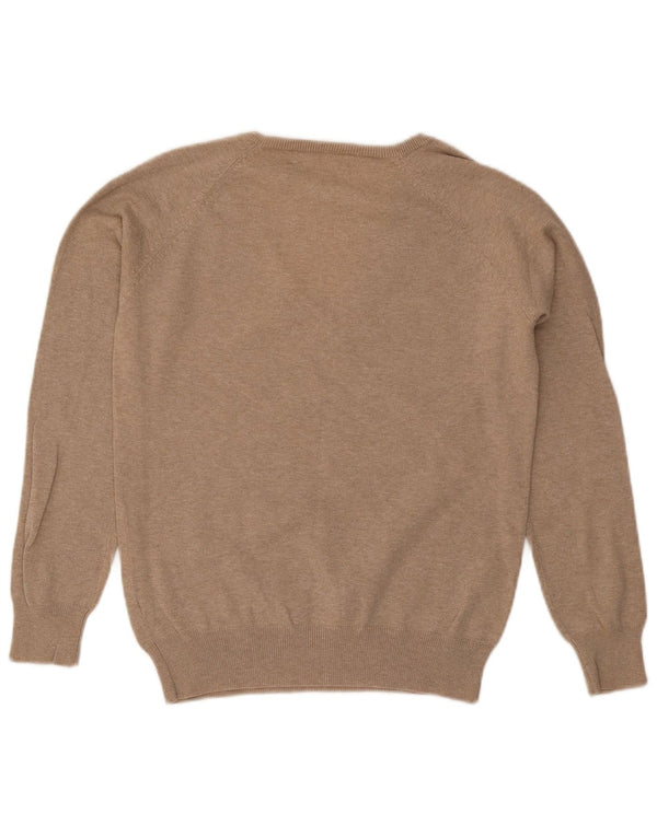 Maglione maglione con scollo a V da donna Zara UK 18 XL cotone beige