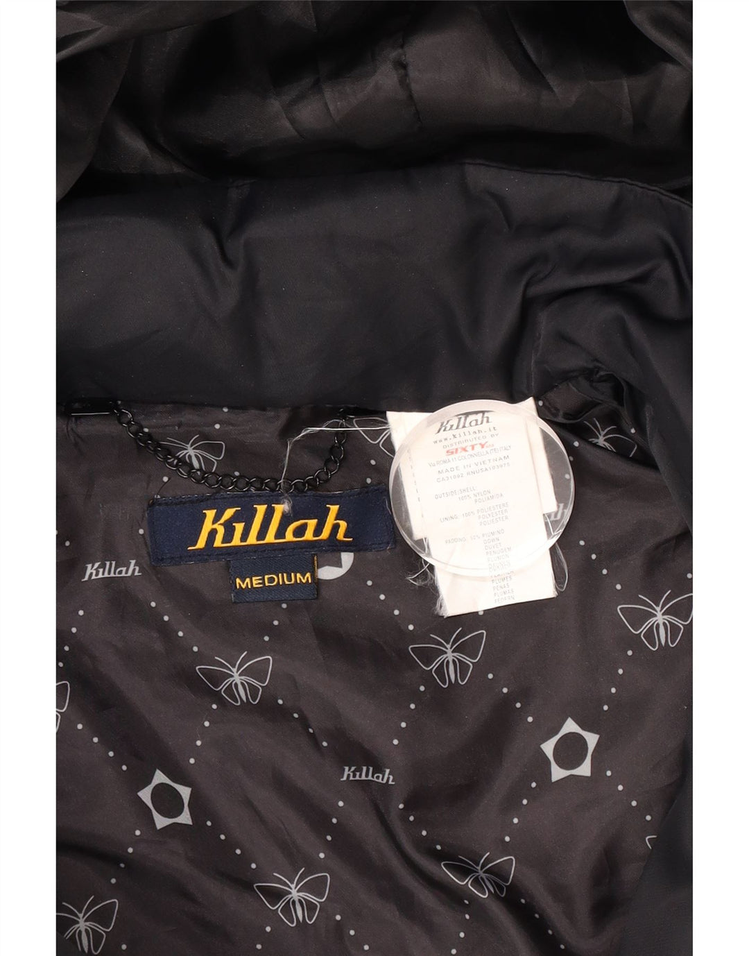 Giacca imbottita con cappuccio da donna Killah UK 14 nylon nero medio