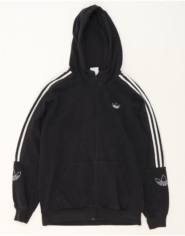 ADIDAS Mens Zip Hoodie Sweater Medium Black Cotton