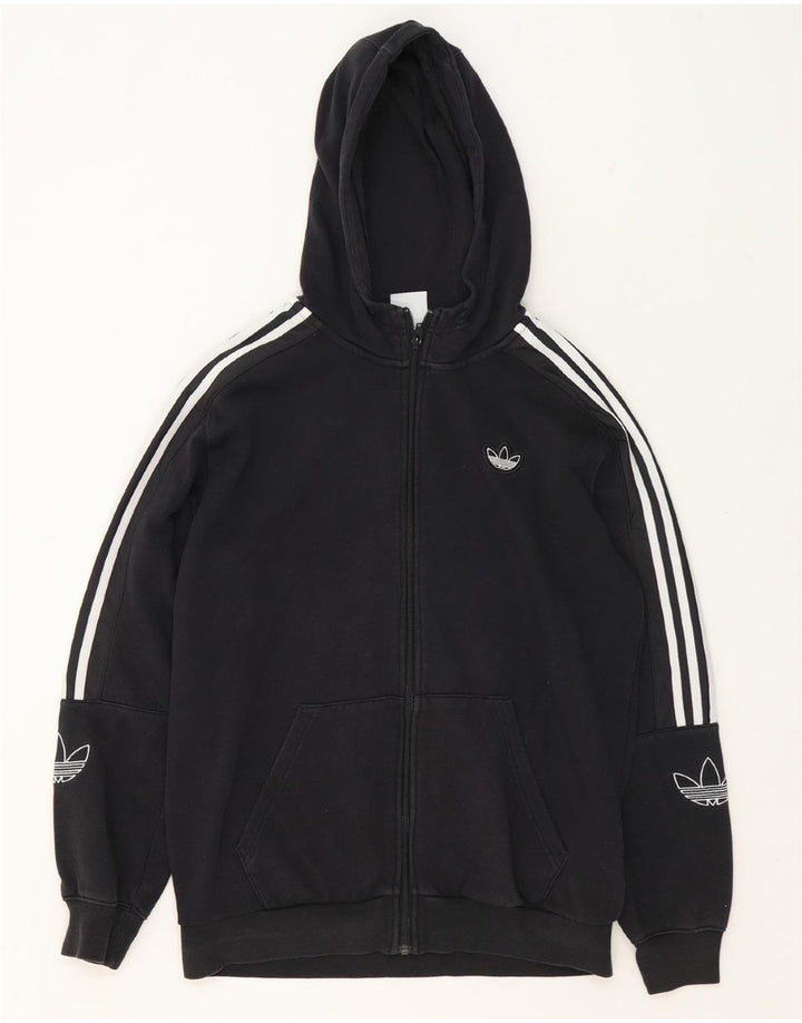 Maglione con cappuccio e zip da uomo ADIDAS in cotone nero medio