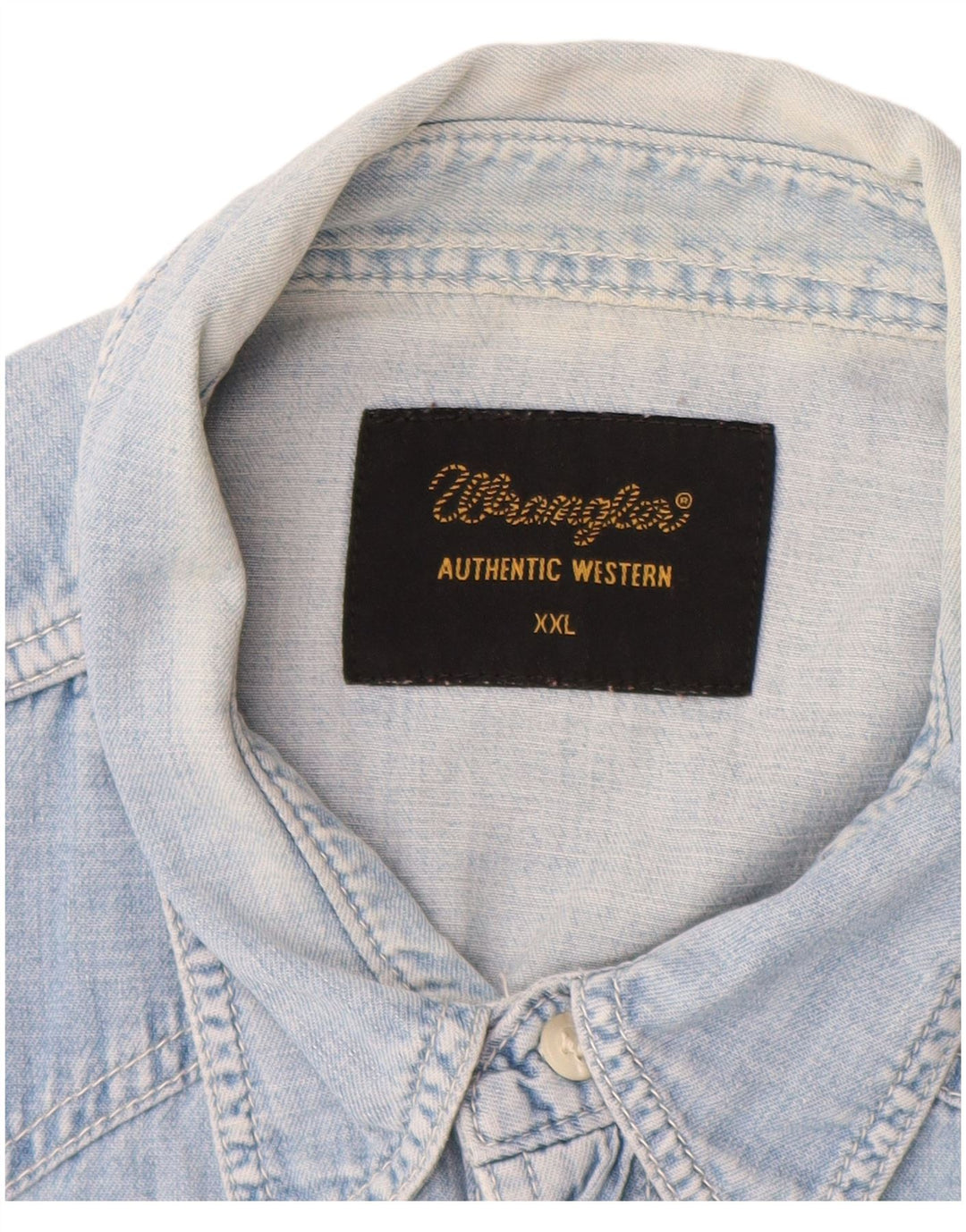 Camicia di jeans a maniche corte da uomo WRANGLER 2XL Blu