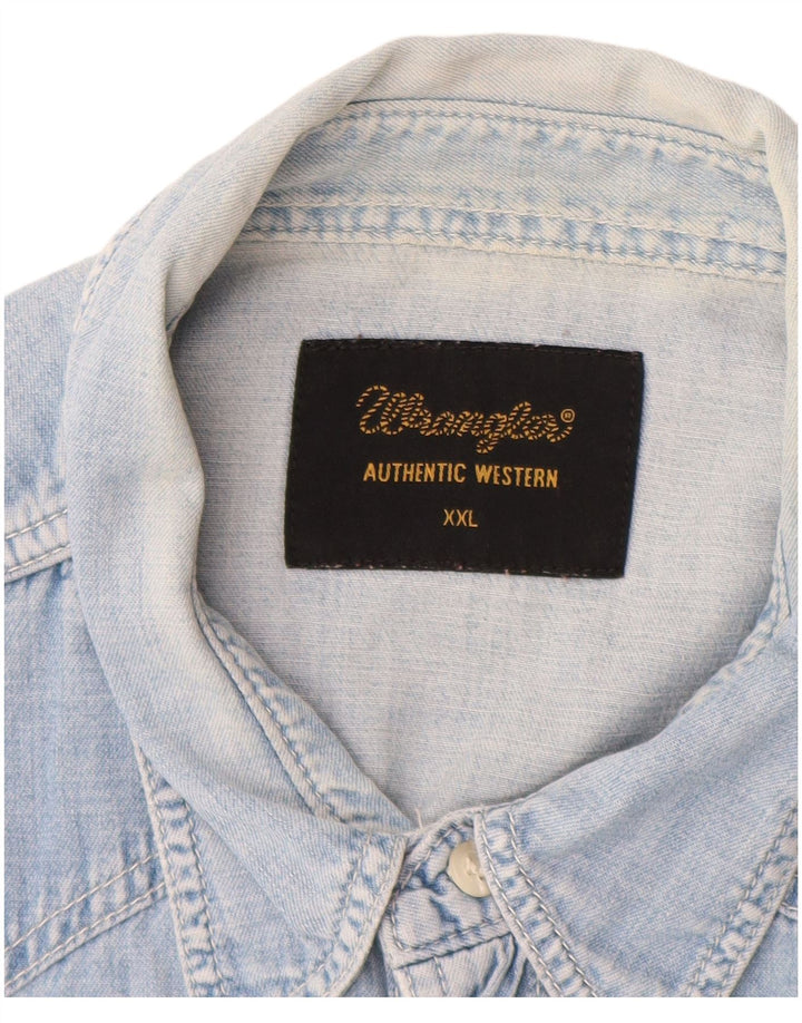 Camicia di jeans a maniche corte da uomo WRANGLER 2XL Blu