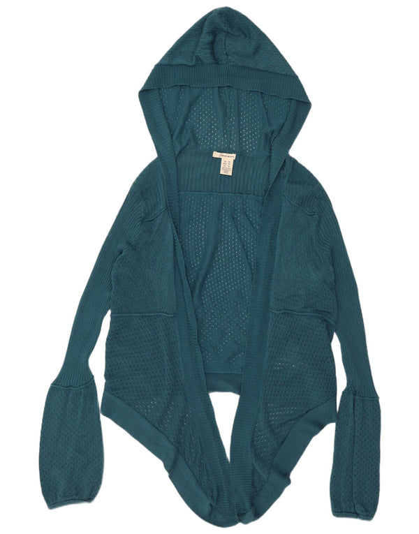 Maglione cardigan aperto con cappuccio corto da donna Dkny UK 14 Cotone blu medio