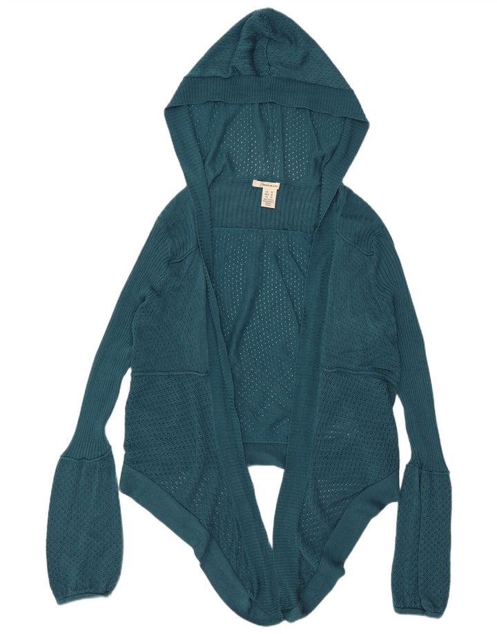 Maglione cardigan aperto con cappuccio corto da donna Dkny UK 14 Cotone blu medio