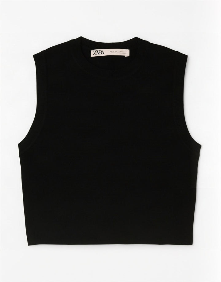 Canotta corta da donna Zara UK 14 grande nera