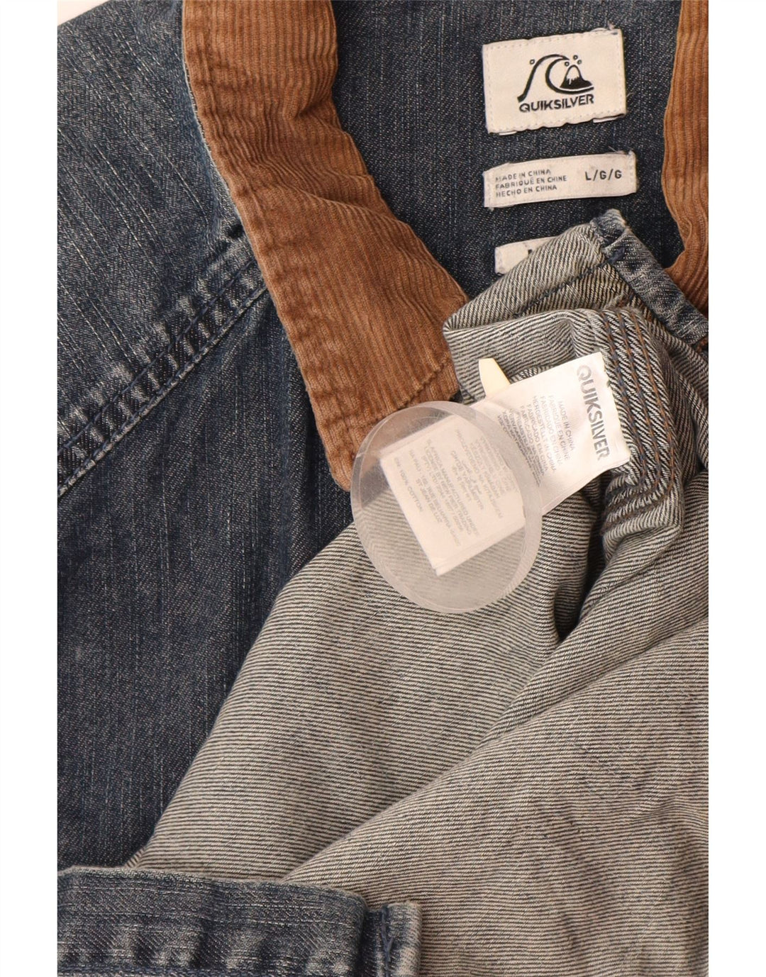 Camicia di jeans da uomo QUIKSILVER grande in cotone blu