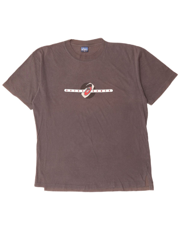 T-shirt grafica da uomo Asics Top XL in cotone grigio