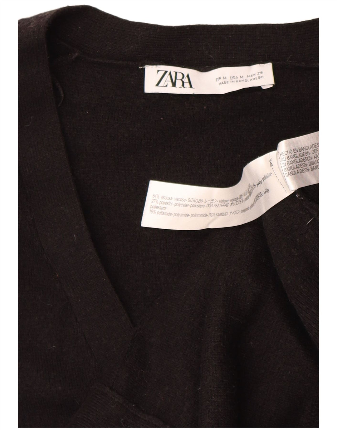 Maglione cardigan corto da donna Zara UK 14 viscosa nera media