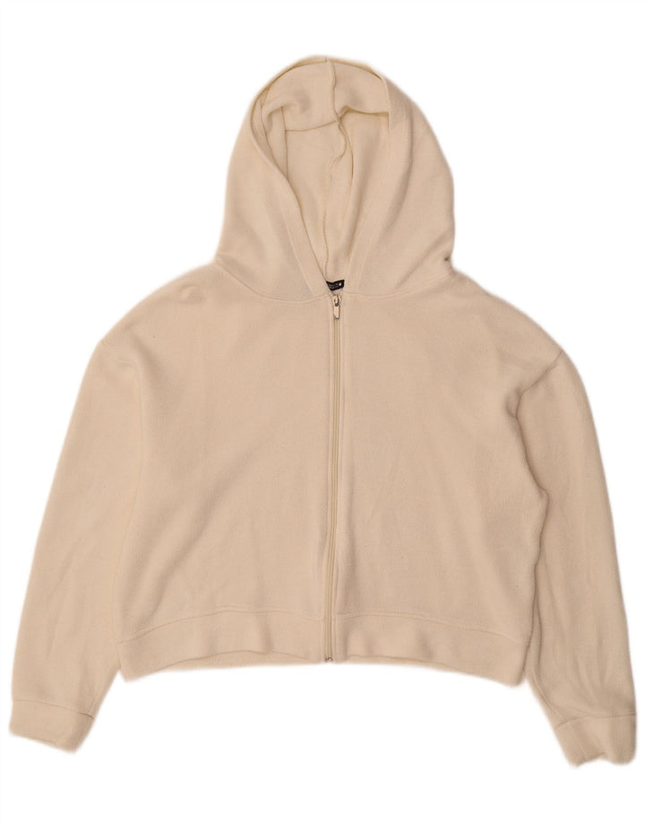 Maglione corto con cappuccio e zip da donna Zara UK 14 Viscosa bianca media