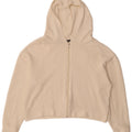 Maglione corto con cappuccio e zip da donna Zara UK 14 Viscosa bianca media