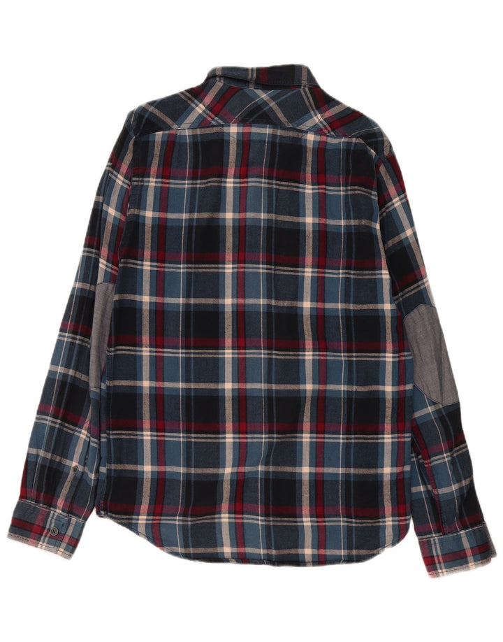 Camicia in flanella slim fit da uomo Marlboro Classics a quadri blu navy medio