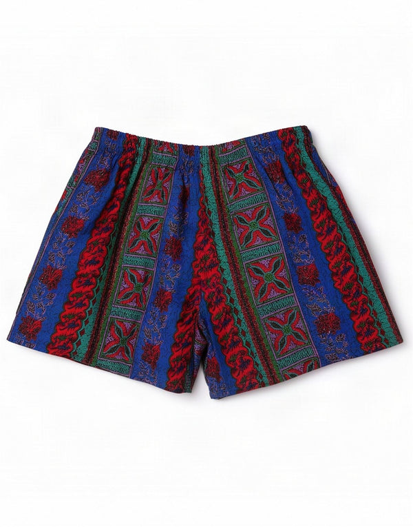 Pantaloncini da bagno vintage da donna UK 12 medi multicolore geometrico retrò