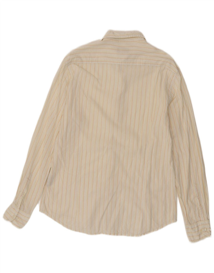 Camicia Kappa da uomo XL in cotone gessato bianco sporco