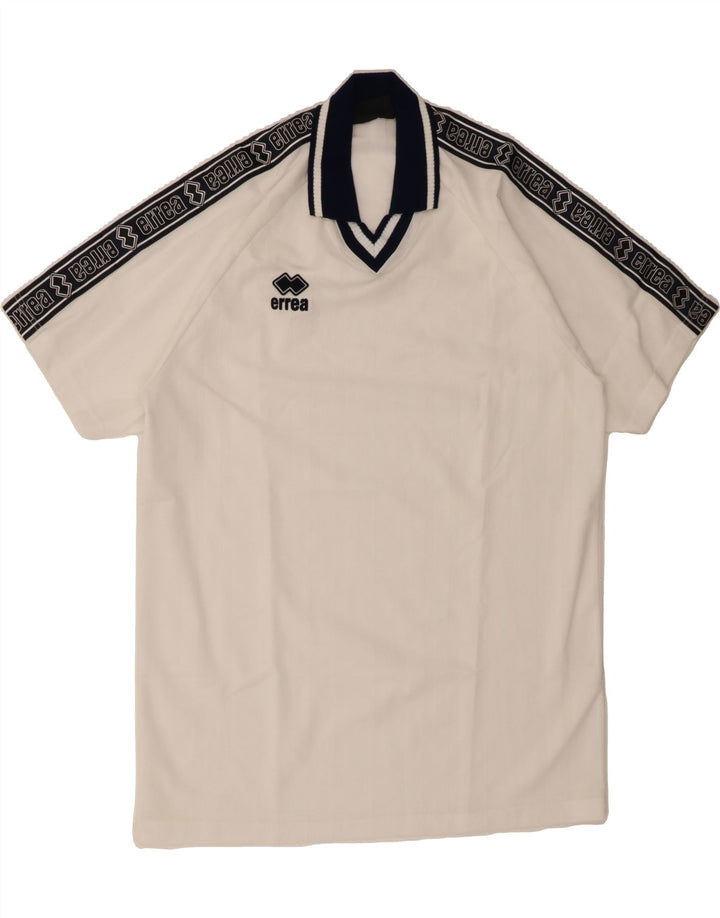 ERREA Mens Graphic Polo Shirt XL White Colourblock Polyester Vintage Errea and Second-Hand Errea from Messina Hembry 