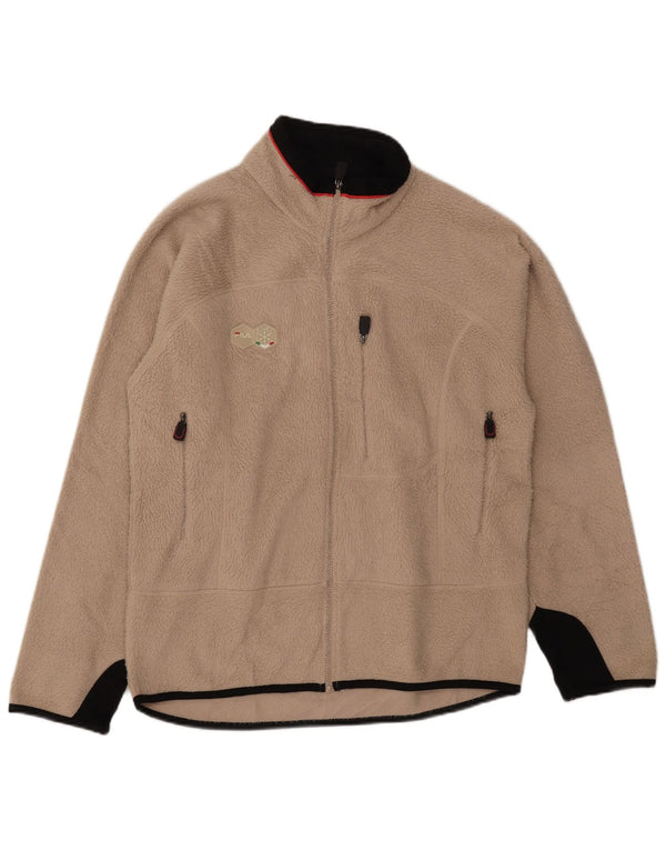 Giacca in pile da uomo Fila UK 40 Large Beige Colourblock Poliestere