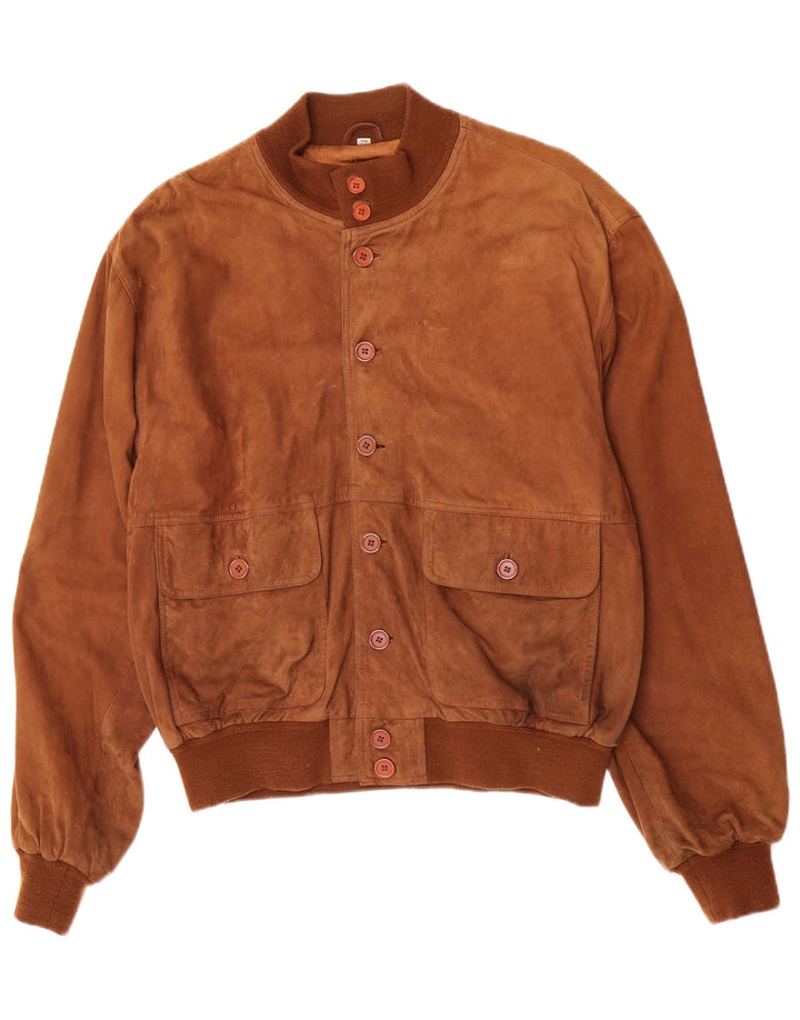 Giubbotto bomber in pelle scamosciata vintage da uomo IT 50 grande in pelle scamosciata marrone