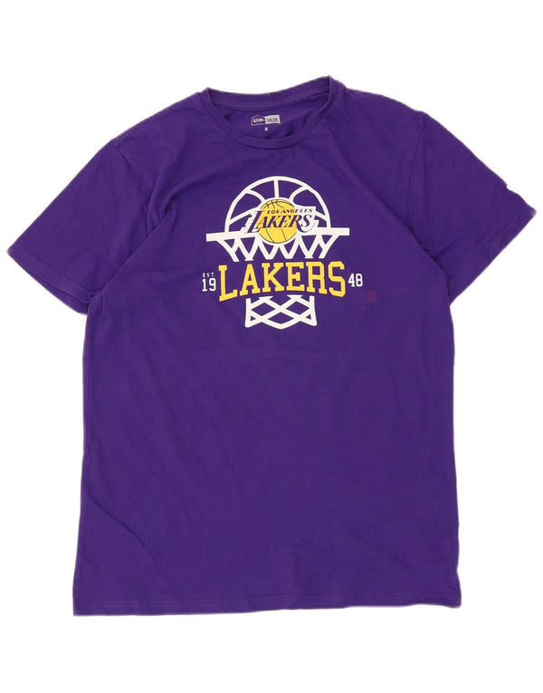 T-shirt grafica da uomo New Era dei Los Angeles Lakers in cotone viola medio