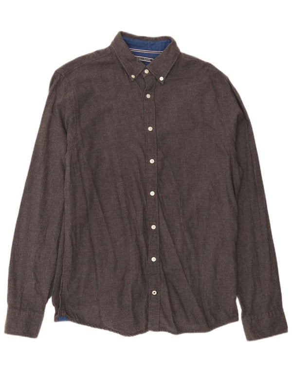 Camicia da uomo Tommy Hilfiger piccola in cotone grigio