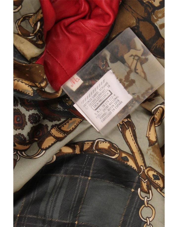 Soprabito vintage da donna oversize in pelle scamosciata UK 14 in pelle rossa media