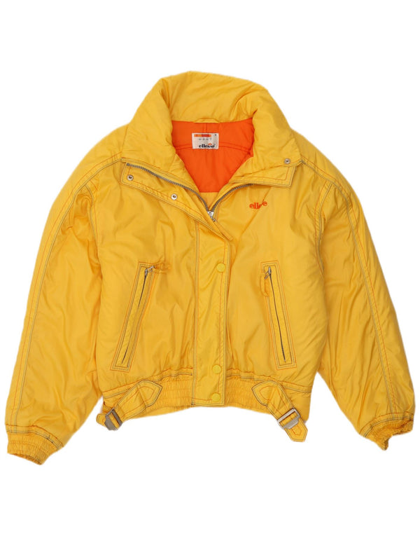 Ellesse Womens Hooded Oversized Ski Jacket UK 12 Medium Yellow Polyamide