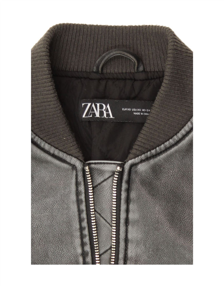 Giubbotto bomber oversize in ecopelle da donna Zara UK 6 XS poliuretano grigio