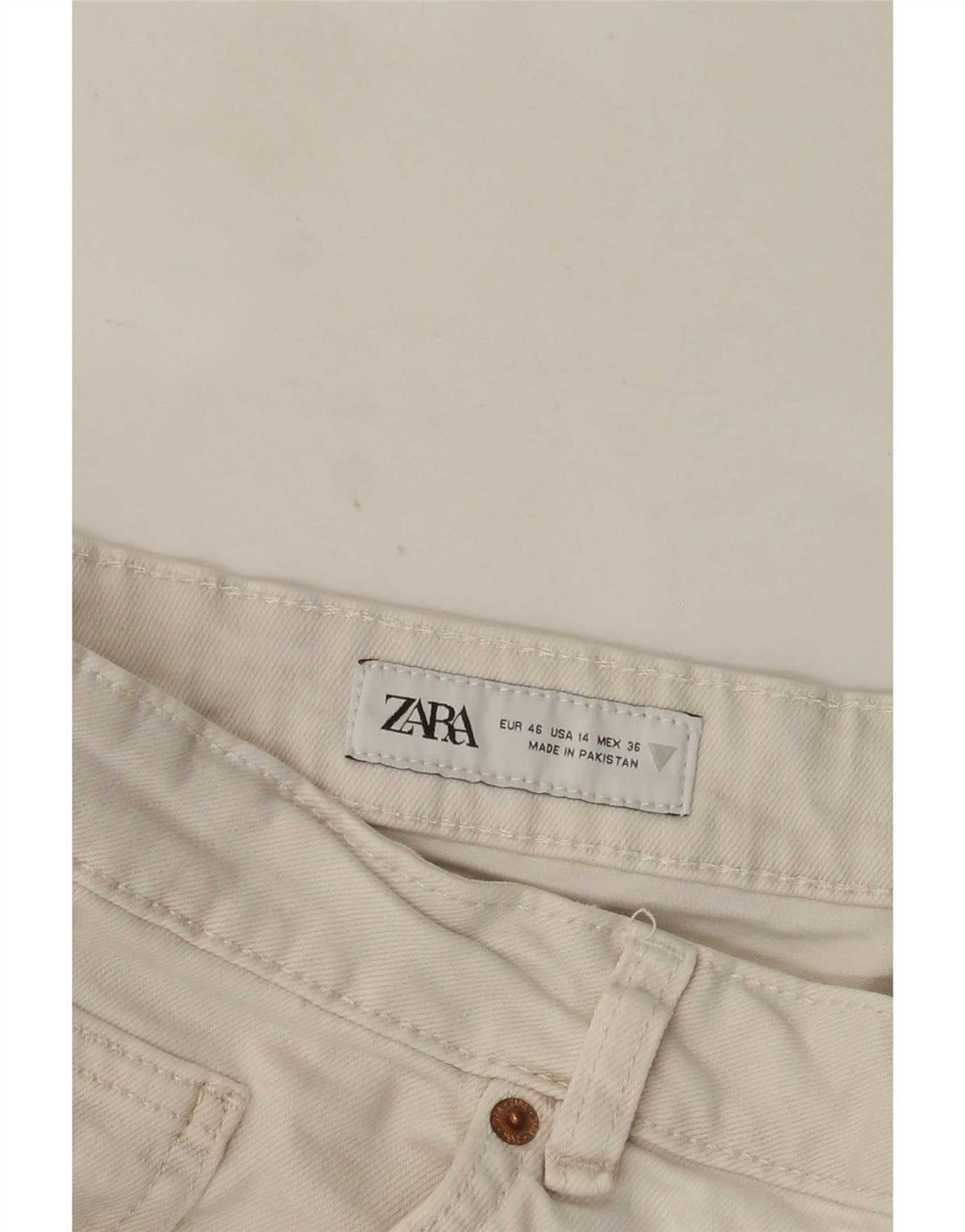 Jeans dritti da donna Zara EU 46 2XL W36 L26 Bianco